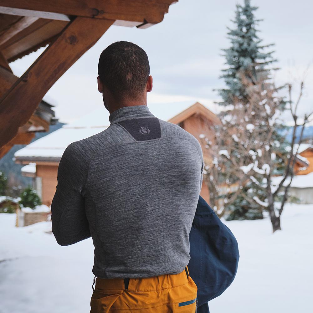 Untrakt Mens Celestine Merino Blend Baselayer Zip Top (Charcoal/Granite) - Unbound Supply Co.