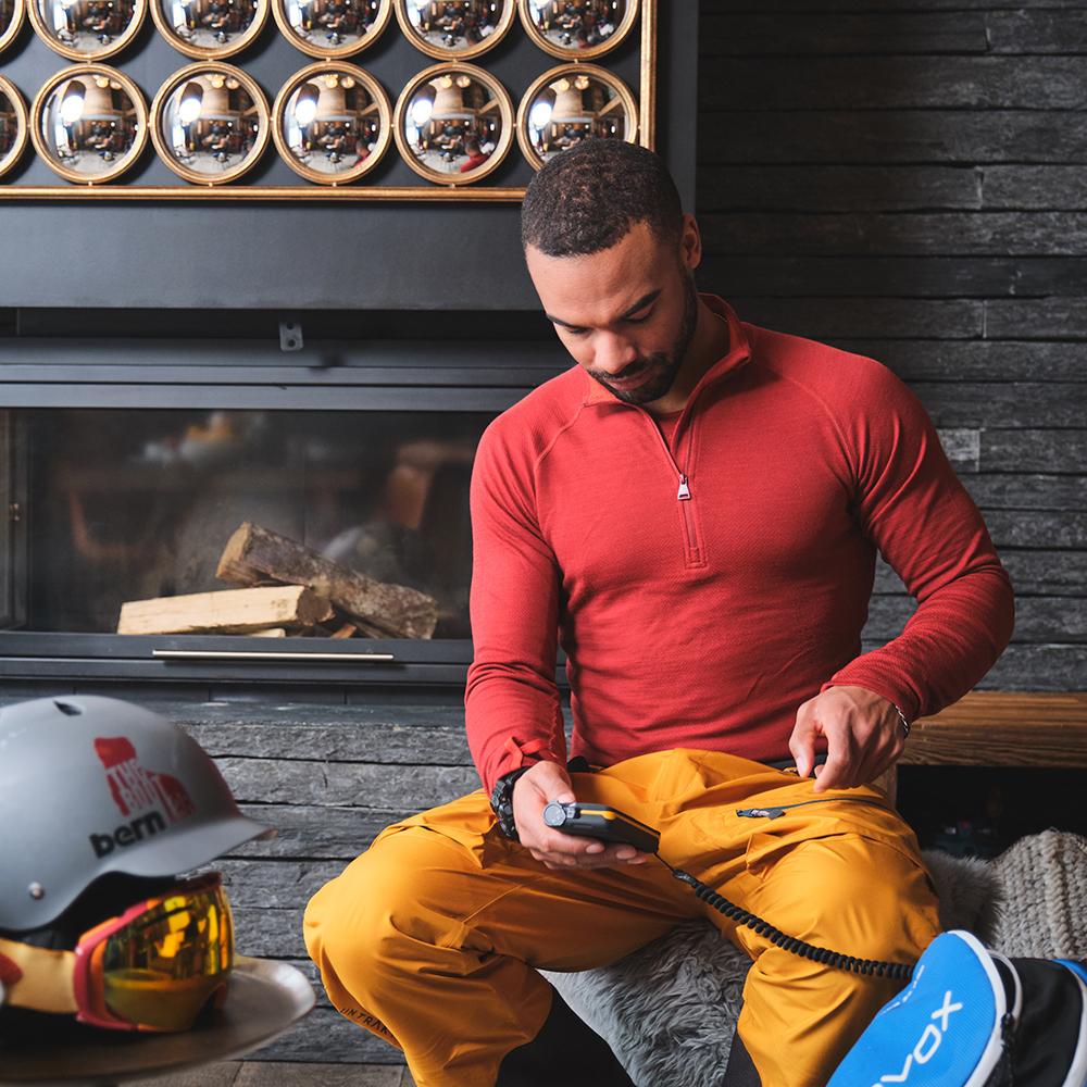 Untrakt Mens Celestine Merino Blend Baselayer Zip Top (Rust/Beacon) - Unbound Supply Co.