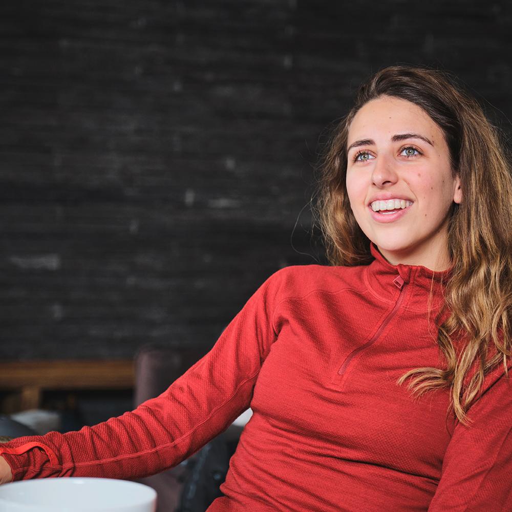 Untrakt Womens Celestine Merino Blend Baselayer Zip Top (Rust/Beacon) - Unbound Supply Co.