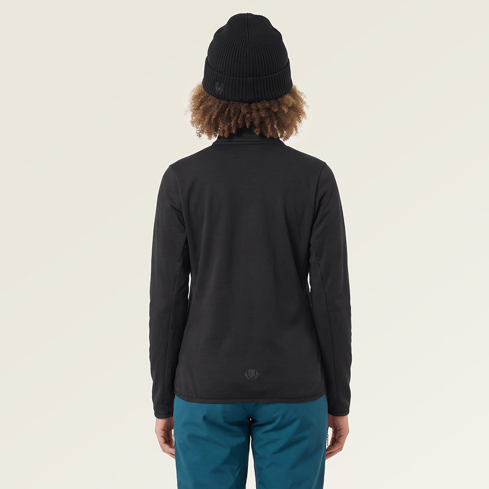 Womens Flurospar Hoodless Full Zip Grid Fleece (Black) ✦AI