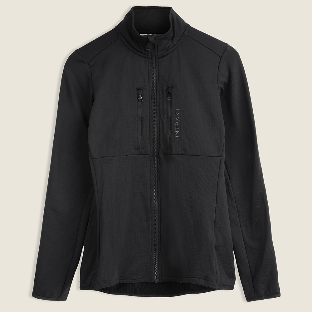 Womens Flurospar Hoodless Full Zip Grid Fleece (Black)