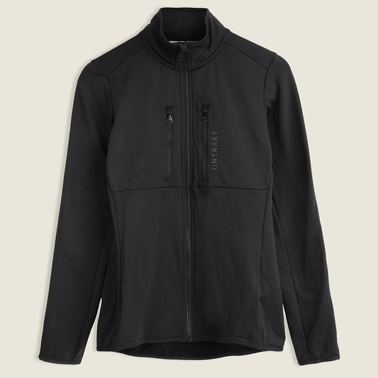 Womens Flurospar Hoodless Full Zip Grid Fleece (Black)