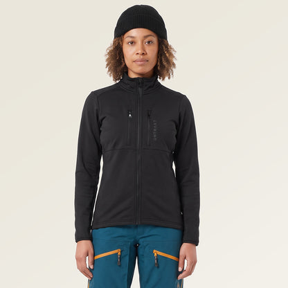 Womens Flurospar Hoodless Full Zip Grid Fleece (Black) ✦AI