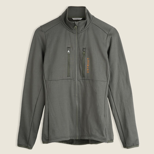 Womens Flurospar Hoodless Full Zip Grid Fleece (Khaki)