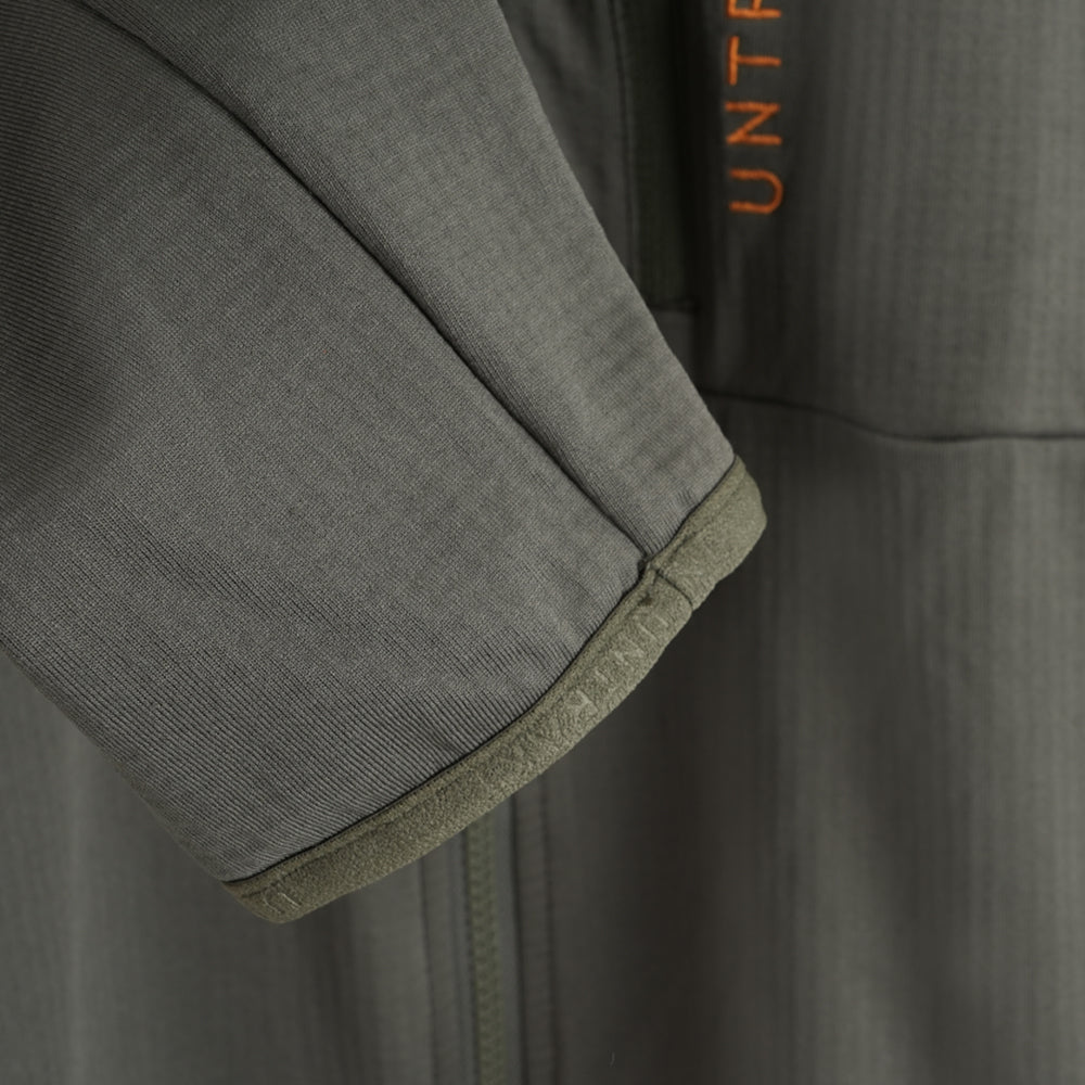 Womens Flurospar Hoodless Full Zip Grid Fleece (Khaki)