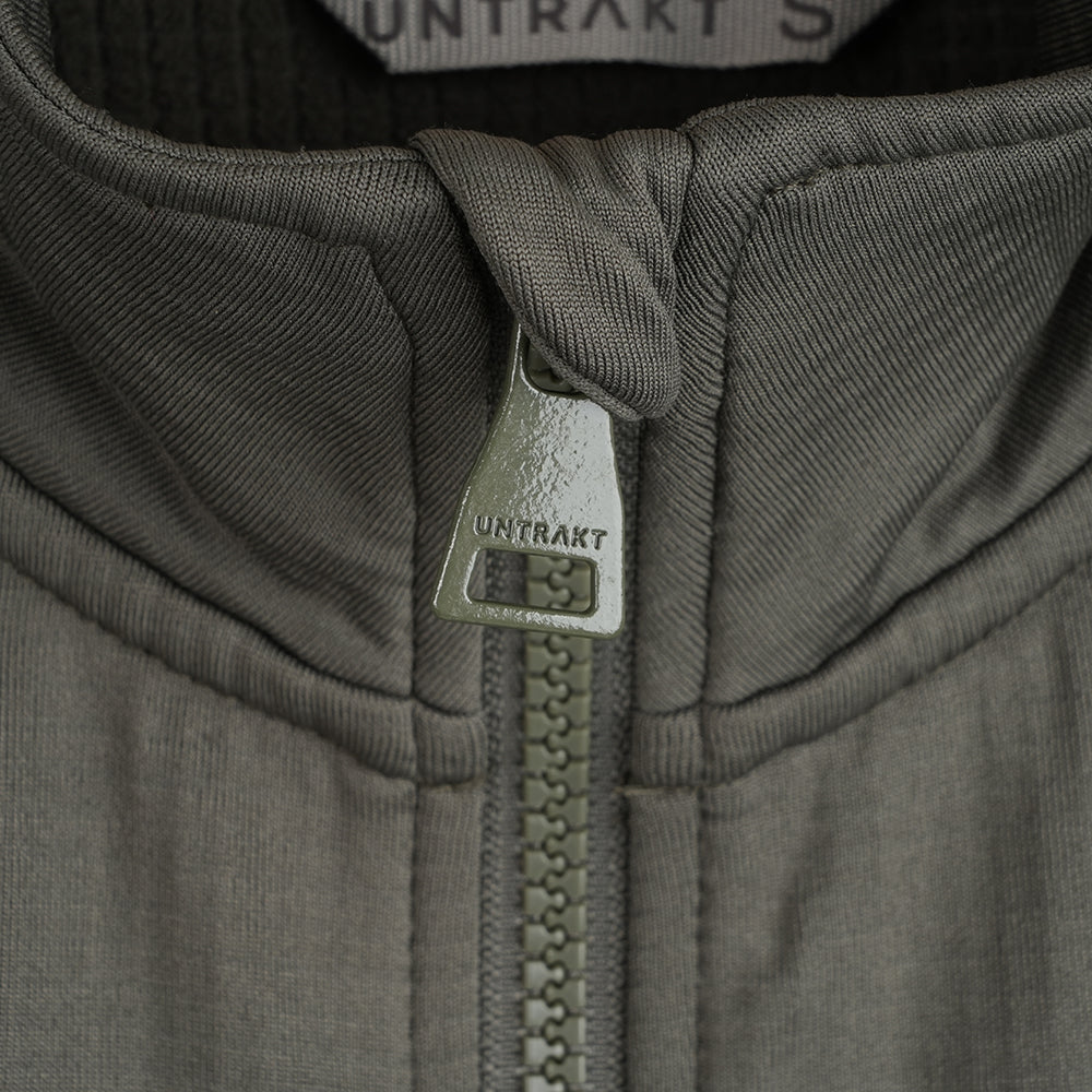 Womens Flurospar Hoodless Full Zip Grid Fleece (Khaki)