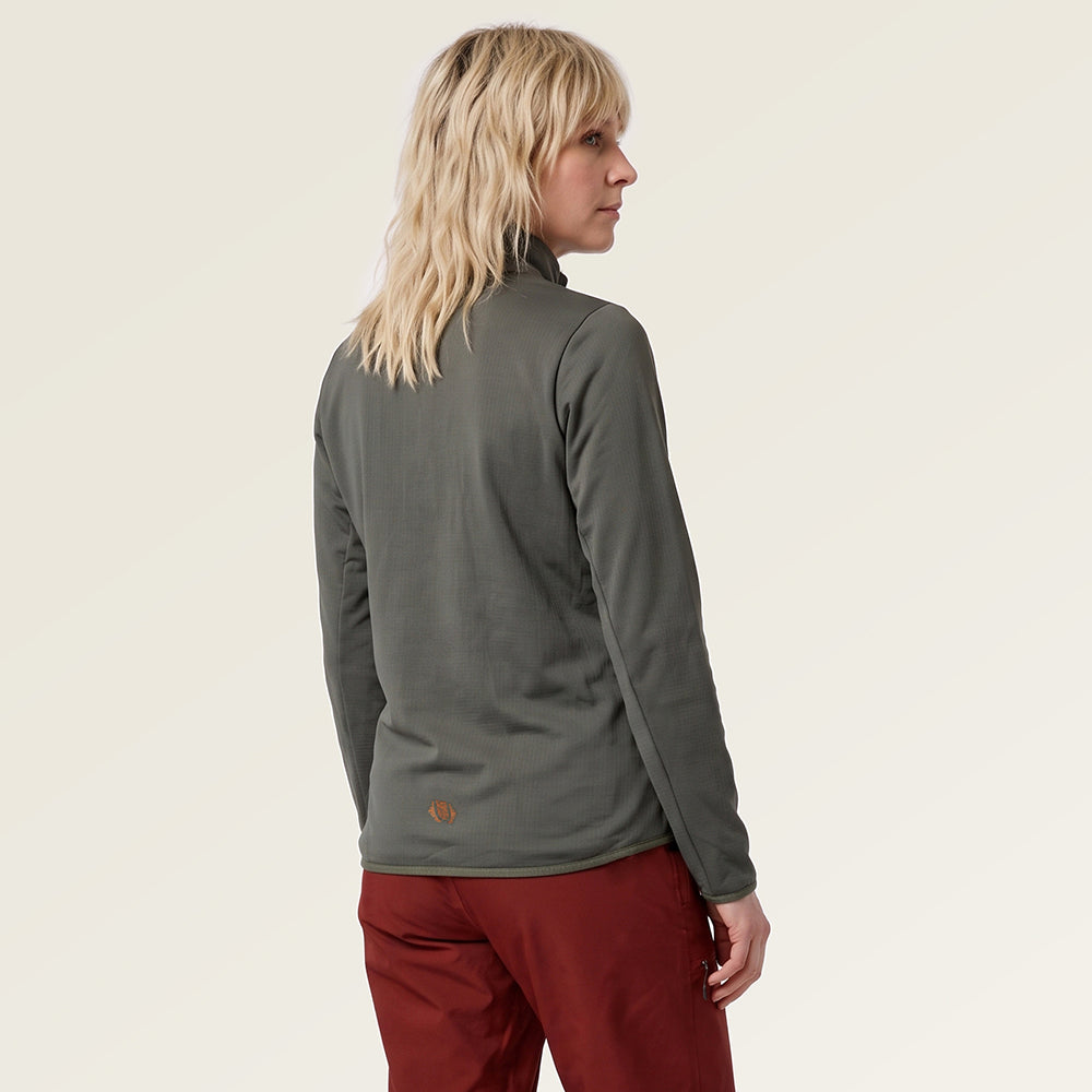 Womens Flurospar Hoodless Full Zip Grid Fleece (Khaki) ✦AI