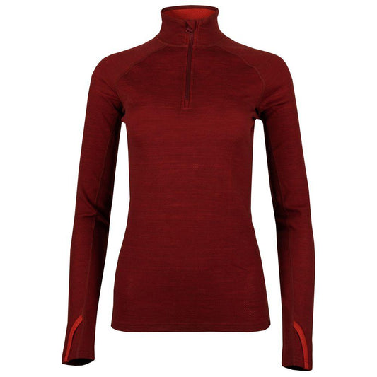 Untrakt Womens Celestine Merino Blend Baselayer Zip Top (Rust/Beacon) - Unbound Supply Co.