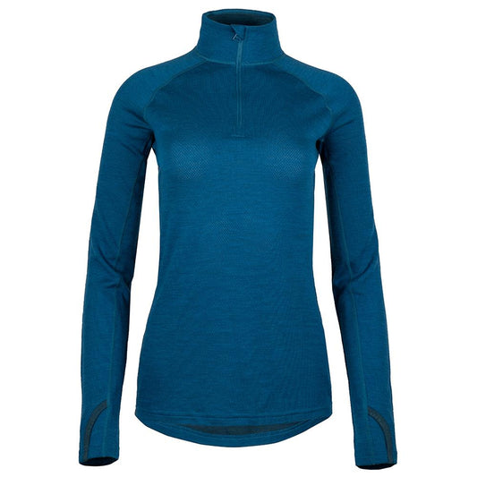 Untrakt Womens Celestine Merino Blend Long Sleeve Zip Baselayer (Teal/Petrol) - Unbound Supply Co.